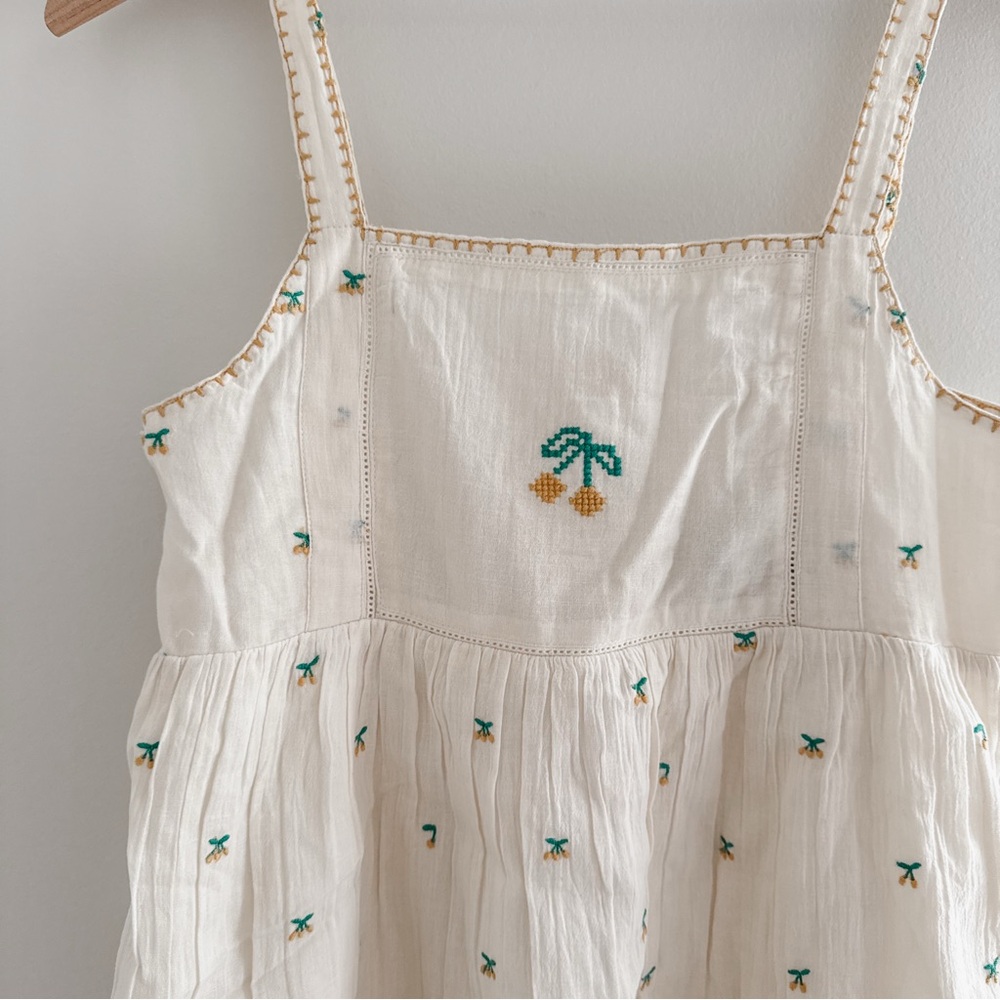 Emile Et Ida Girls Cream Sundress with Delicate Embroidery - Picture 4 of 7